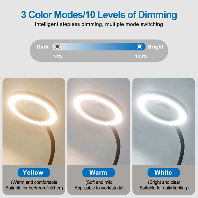 Magnetic third hand with 120mm magnifying glass, 6X & 3X magnifying glass with light and magnetic base, 50 LED, 6728lux magnifying lamp for helping hands/PCB holder/soldering station 4AB-USB-ZM