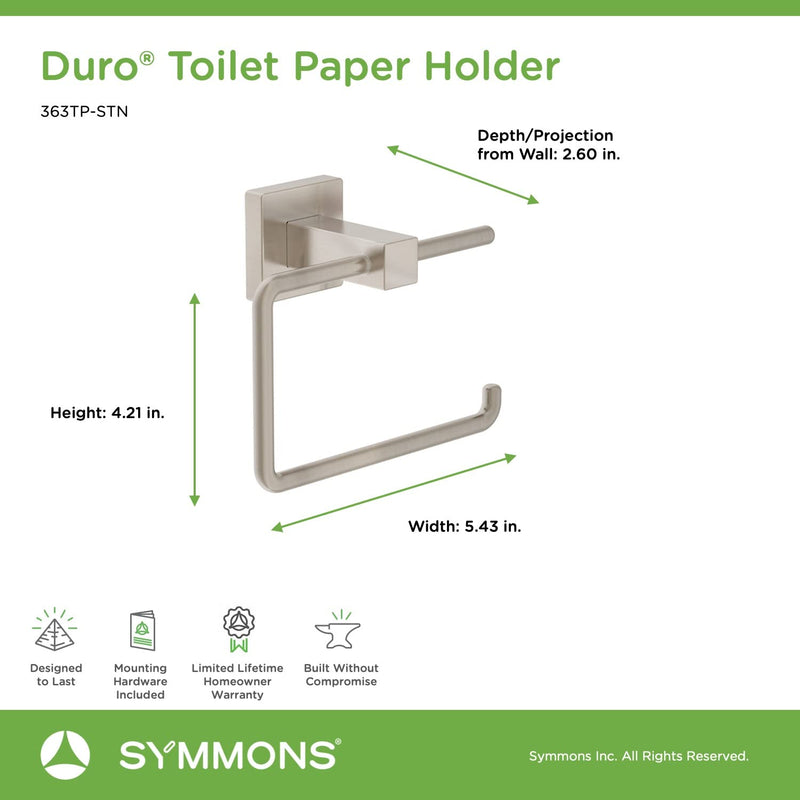 Symmons 363TP-STN Duro Wall-Mounted Toilet Paper Holder in Satin Nickel