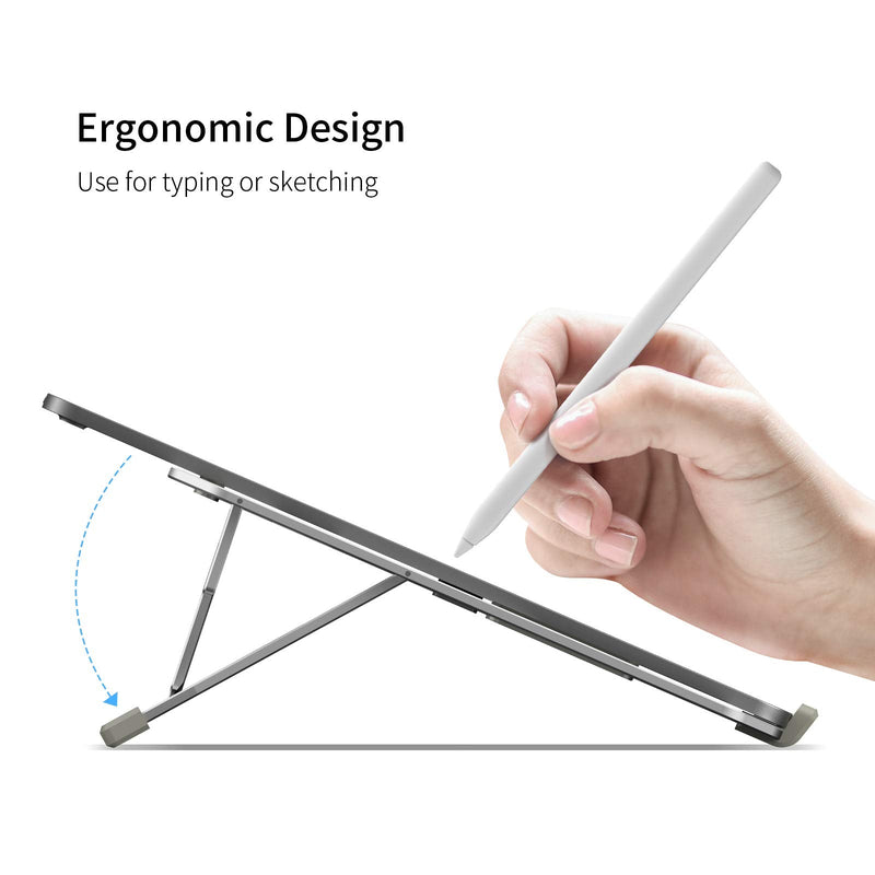 Laptop Stand for Desk - Adjustable Aluminum Drawing Tablet Stand Riser Portable Notebook Holder Stand Compatible with MacBook Air Pro,Wacom,Chromebook,iPad Pro,HP,Dell,Lenovo 10-17" Laptops(Silver)