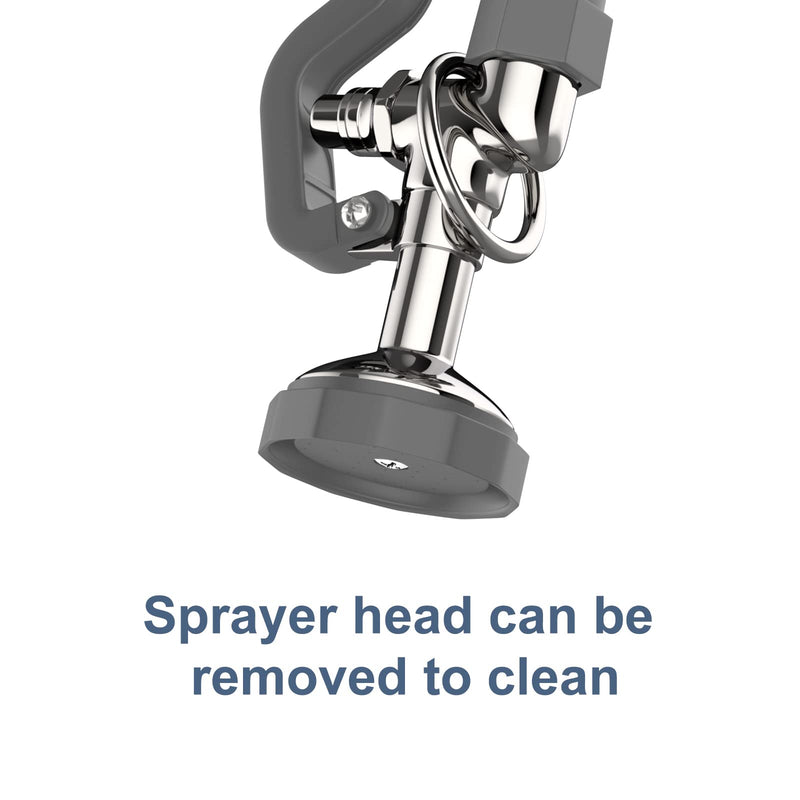 Pre Rinse Sprayer Commercial Sink Sprayer Head,1.42GPM Spray Valve Dish Spray Nozzle with Ergonomic Handle, Faucet Parts for Commercial Kitchen Sink,Chrome Finished（Gray） Gray