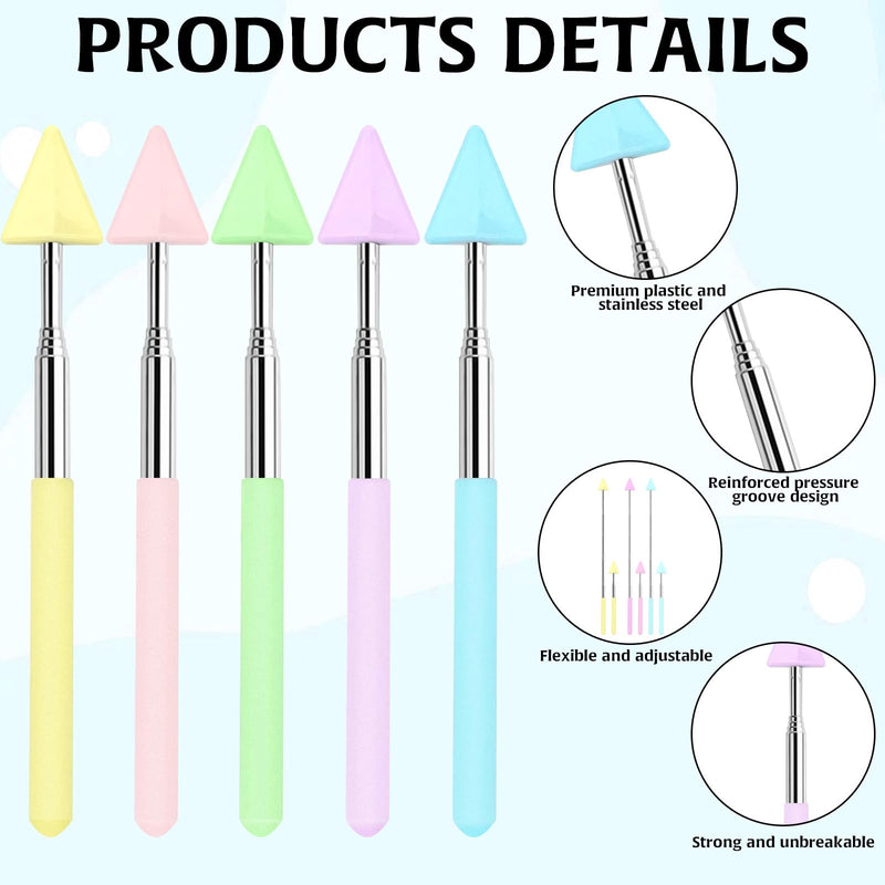 5Pcs Teacher Pointer Stick, Telescopic Adjustment School Supplies Pointer Stick for Classroom Triangle Pointers for Classroom, Suitable for School Teacher Supplies Retractable Stick(Macaron Colors)
