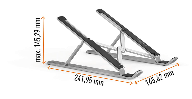 Durable Laptop Stand for Laptops & Tablets - Foldable & Height Adjustable - Includes Travel Bag - Silver Aluminum Laptop Mount, for Laptops and Tablets up to 15"