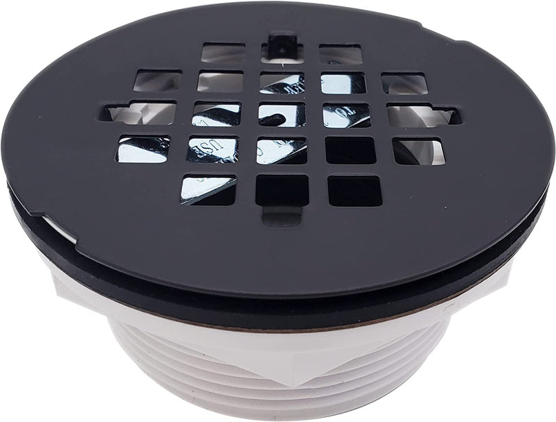 Westbrass A206P-12 2" No-Caulk PVC Compression Shower Drain with 4-1/4" Round Grid Cover, Oil Rubbed Bronze