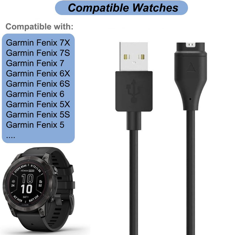 Charger for Garmin Fenix 7 7X 7S, Fenix 6 6X 6S Pro, Fenix 5 5X 5S, Replacement USB Charging Cable with Yellow Charger Port Dust Plug Protector for Garmin Watch (1) 1