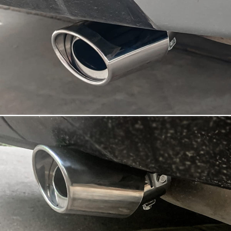 Stainless Steel Car Exhaust Tip, 2.5" to 3.3" Universal Car Exhaust Pipe Modification Tail Throat Tail Pipe, Steel Exhaust Tips Chrome-Plated Finish Tailpipe (Silver/A Style) Silver/A Style