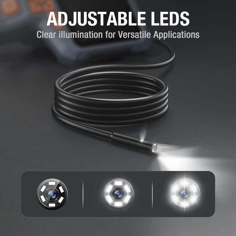 Dual Lens Endoscope Camera with Light, Teslong 4.3" HD Snake Borescope Inspection Camera, Automotive Scope Cam with Flexible Cable, Home Waterproof Fiber Optic for Sewer Drain Pipe (3.3FT) 3.3FT