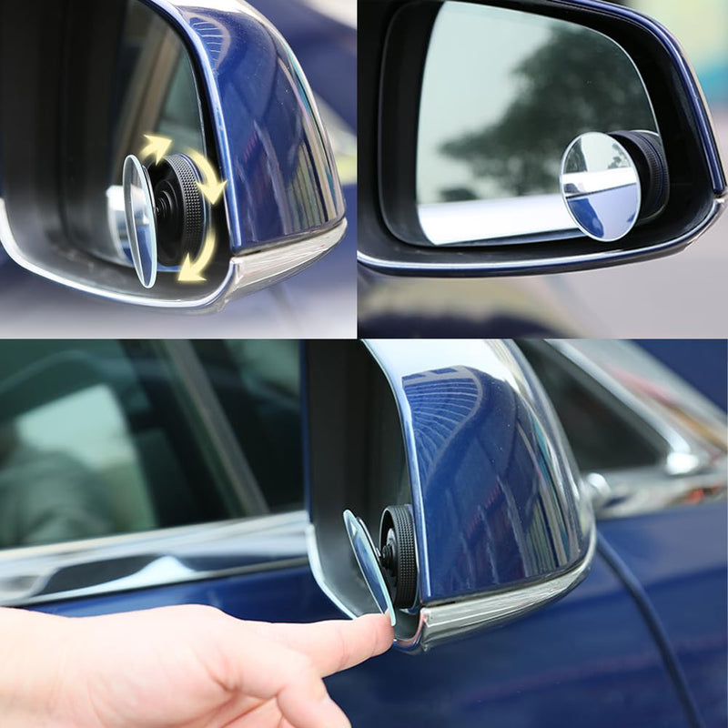 Suction Cup Blind Spot Mirror, Ampper HD Glass Frameless Removable Convex Wide Angle Rear View Mirror (Rectangular, Pack of 2) Rectangular