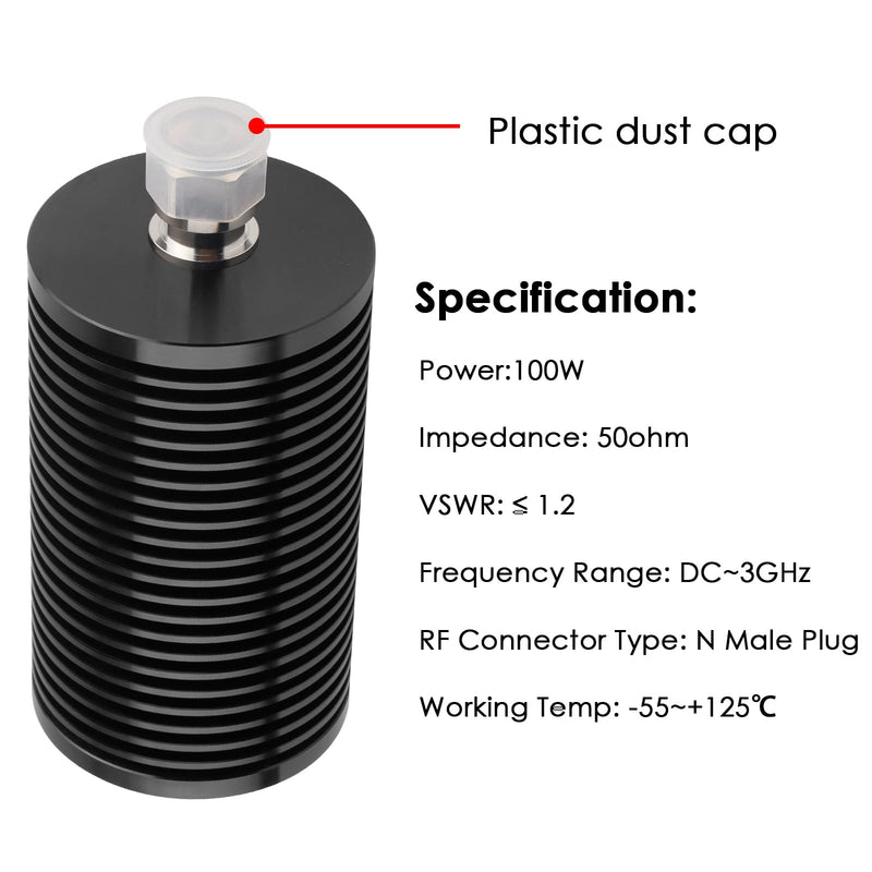XRDS -RF 100W N Male Dummy Load, High Performance 50 Ohm N Male Plug RF Dummy Load - 100W, DC-3 GHz Frequency Range, Low VSWR