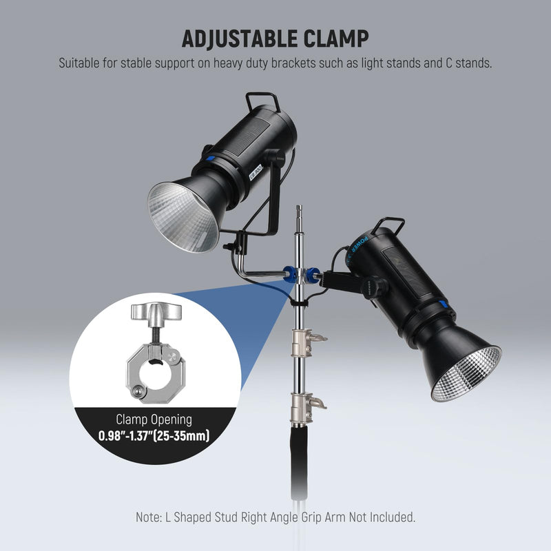 NEEWER 3 Way Clamp with 4.1in/105mm 5/8" Baby Pin Stud for 1"-1.4"/25-35mm Tube C Stand Boom Arm Grip Arm Photography Light Stand, Stainless Steel for LED Video Light Flash, Max Load 22lb/10kg, UA045