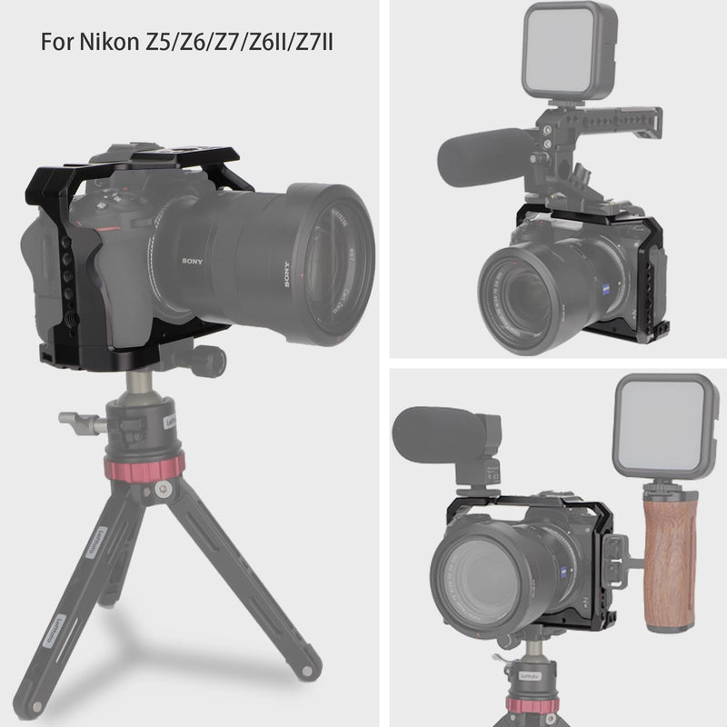 Leftfoto Camera Full Cage for Nikon Z6II Z7II Z6 Z7 Z6ii Z7II Mirrorless Protection Frame Rig with Arca Base,Video Cage for Vlog Video Shooting