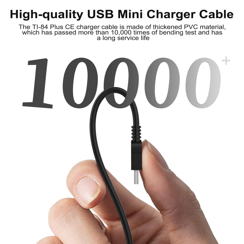 TI-84 Plus CE Cable Compatible with Texas Instruments TI-84 Plus, Plus C Silver Edition, TI 89 Titanium, Nspire CX/TI CX CAS Graphing Calculators, Mini USB Cable, 2.6ft