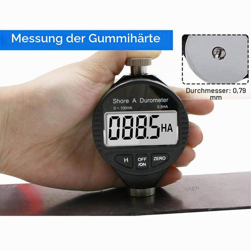 Digital Shore A Hardness Tester, Portable 100HD A Rubber Tyre Durometer | Hardness meter with large LCD, zero setting, rubber hardness tester with storage box, for rubber, silicone, tyres, plastic