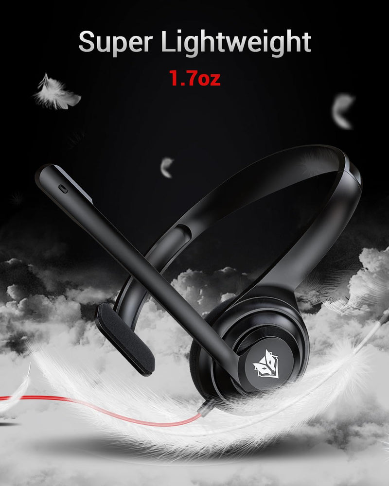NUBWO HW02 USB Headset with Microphone Noise Cancelling &in-line Control, Ultra Comfort Computer Headset for Laptop pc, On-Ear Wired Office Call Center Headset for Boom Skype Webinars (USB C/3.5) Black 3.5+USB-C