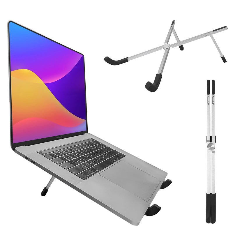 Protable Laptop Stand for Desk,Foldable Laptop Riser Holder,Ventilated Cooling Notebook Mount Computer Stand for 10-15.6” Laptops,Tablets，Aluminum Silver