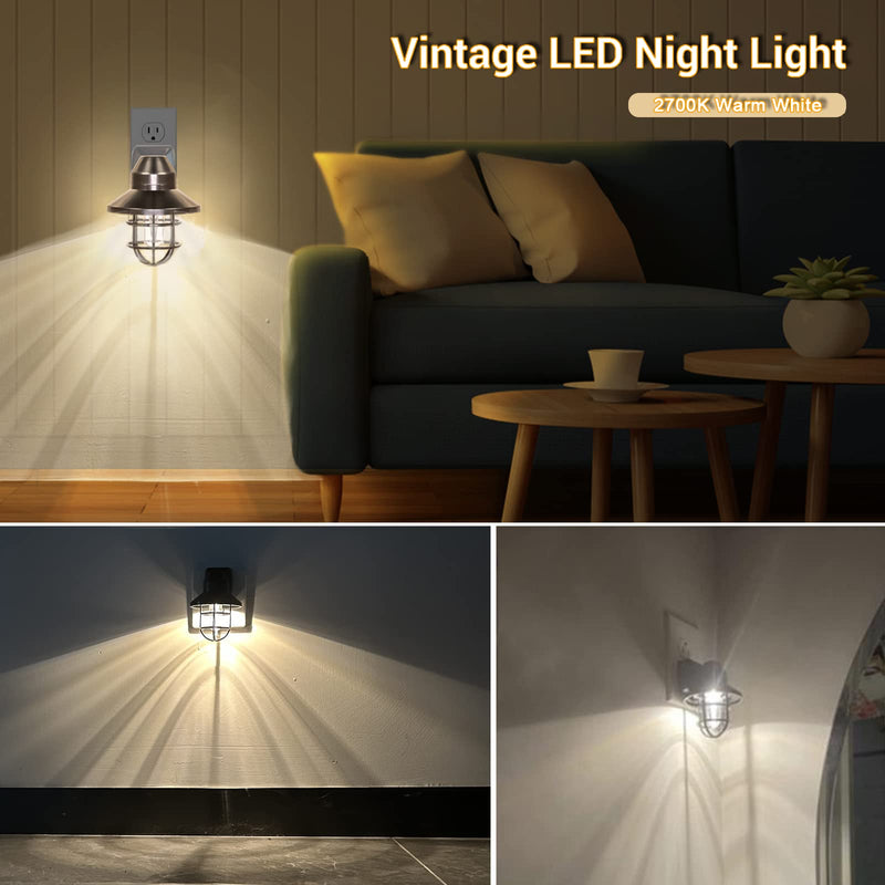 ETL Night Lights Plug Into Wall with Dusk to Dawn, Night Light Plug in Rustic Farmhouse Night Light 2700K,for Kitchen, Hallway, Warm-farmhouse 4 Pack