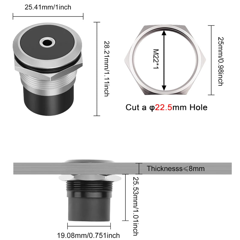 Poyiccot 3.5mm Stereo Jack Panel Mount Connector, TRS 3.5mm 1/8 inch Female Stereo Jack Panel Mount Connector Embedded Fixed Aux Audio Adapter for Headphone Smartphones Laptop, 1pcs 1 Pack