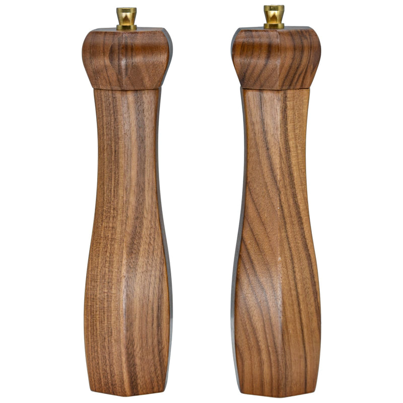 Wooden Salt and Pepper Grinder Set,Manual Salt and Pepper Mill set,Walnut Wood Pepper Grinder with Adjustable Coarseness,Refillable Pepper Mill,Polygon Salt and Pepper Shakers set Tableware Gifts 8" 8 INCH