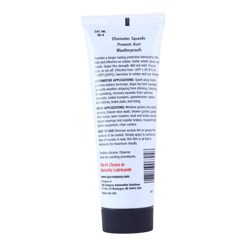 AGS SIL-Glyde 4oz Tube: Exceptional Multipurpose Lubricant - Ideal for All Surfaces, Ultimate Weatherproofing & Lubricating Compound - Ensures Smooth Operation, Long-Lasting Protection