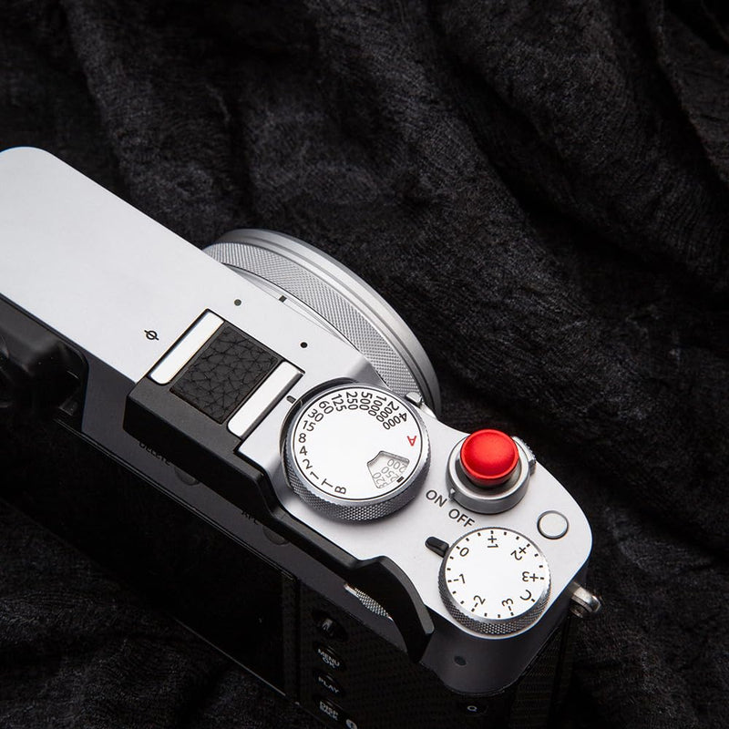 Metal Thumb Grip with Hot Shoe Cover for Fujifilm X100V/X100VI Leather Trim Camera Hot Shoe Thumb Hand Grip (Leather Grain Black) Leather grain black