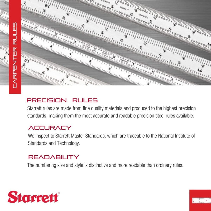 Starrett Aluminum Meter Stick Metric/English - 39.37" Blade Length, 1-1/8" Blade Width, .075" Thickness 1mm, 1/8" Graduation - MS-2