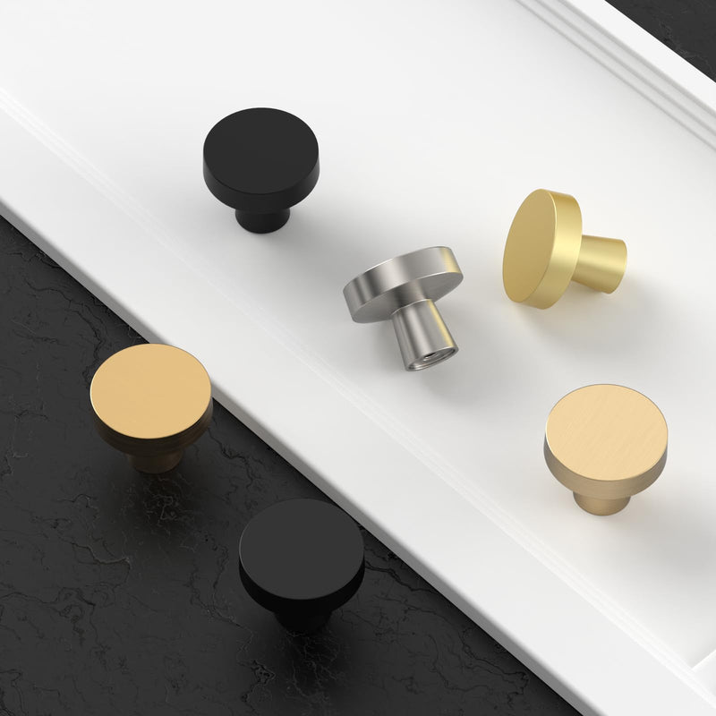 Asidrama 10 Pack Brushed Gold Kitchen Cabinet Knobs Dresser Knobs Drawer Knobs Cabinet Hardware Zinc Knobs for Dresser Drawers 1452 Single Hole Knob Champagne Bronze