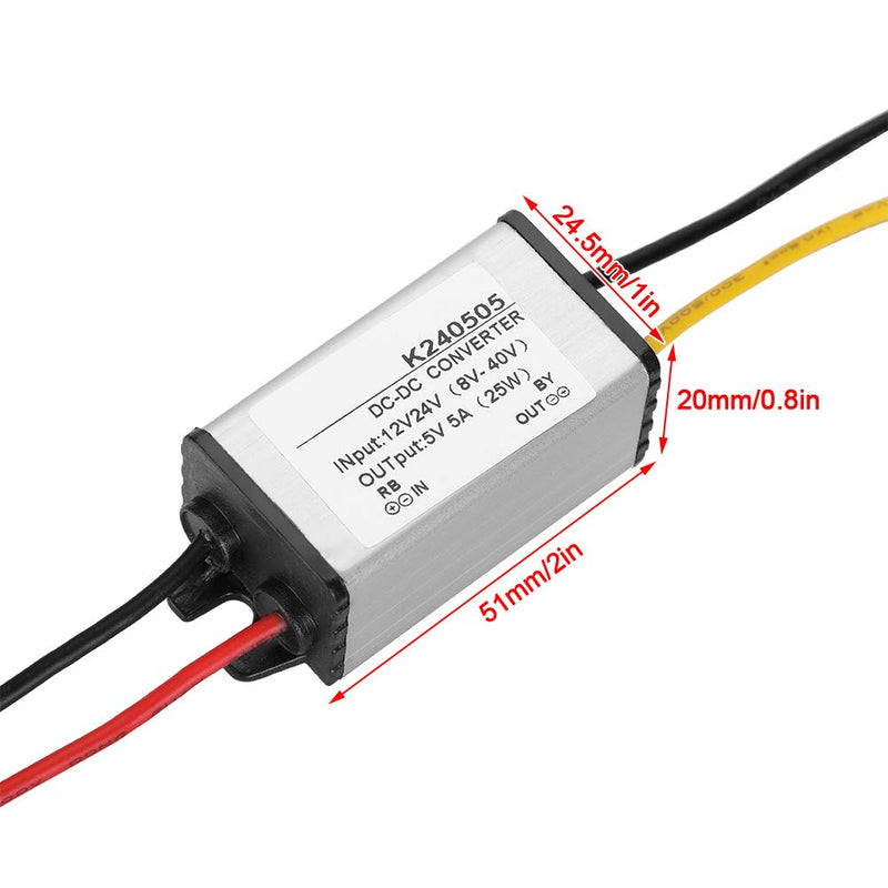 Jadeshay voltage converter, step-down converter DC-DC 12V / 24V to 5V 5A step-down converter step-down power supply module converter module voltage regulator for car LED screen, water pump #02