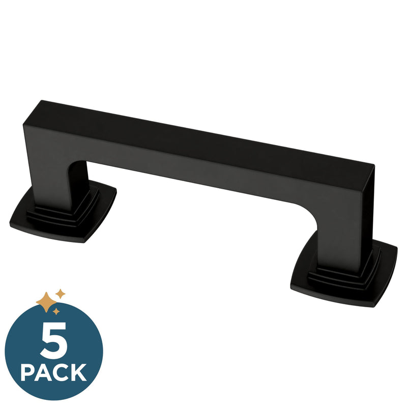 Franklin Brass (5-Pack) – Matte Black Cabinet Handles, 3 Inch Hole Center, Pulls for Drawers, Kitchen Cabinet Door, Dressers | Parow 5 3" (76mm)