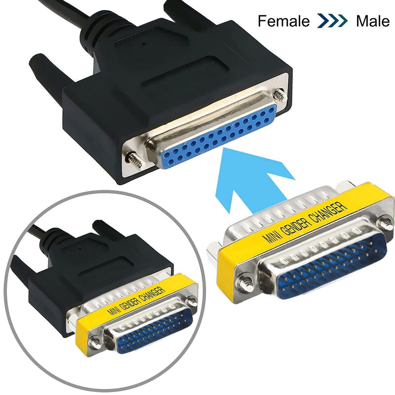 MEIRIYFA DB25 25 Pin Gender Changer D-SUB 25Pin Coupler Serial Cable Gender Changer RS232 VGA Adapter Connetor for Applications Pack of 2 (Male to Male) Male to Male