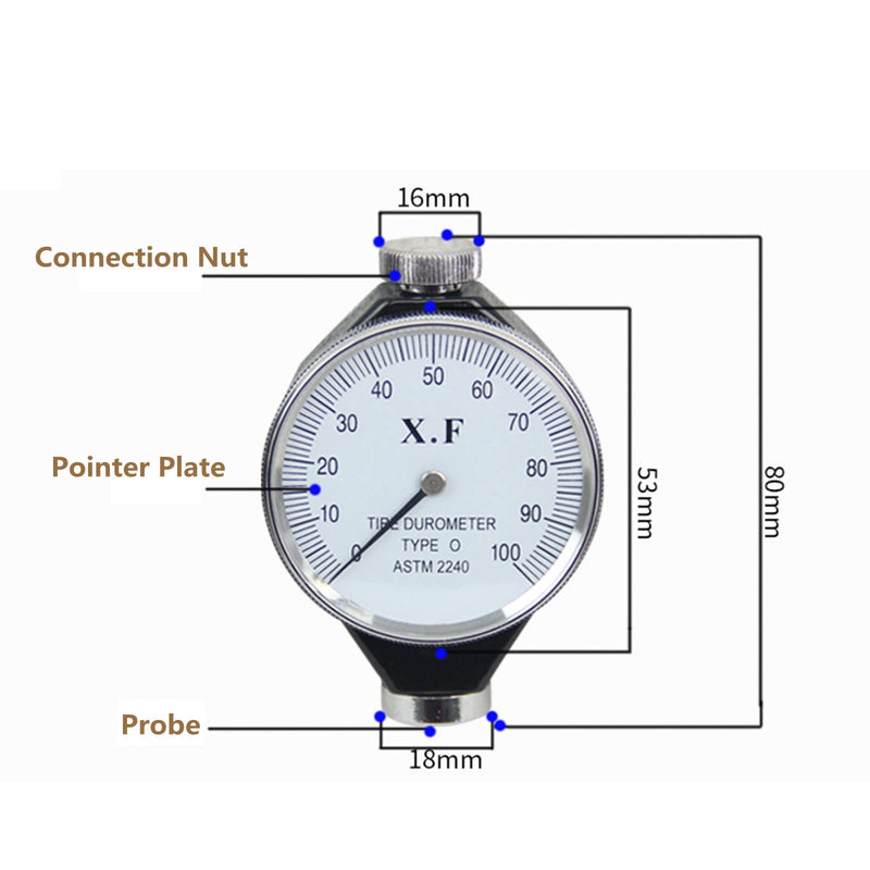 Hardness Tester Shore Type A/O/D Rubber Tire Durometer Hardness Tester 0-100 (Type O)