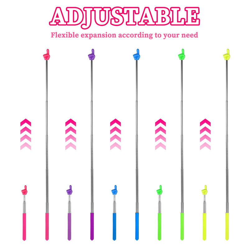5Pcs Finger Pointer Stick Retractable Hand Pointer Stick, Extendable Pointing Sticks, Colorful Student Finger Pointing Sticks, Telescoping Hand Pointers for Teacher, Classroom, Reading Presentation