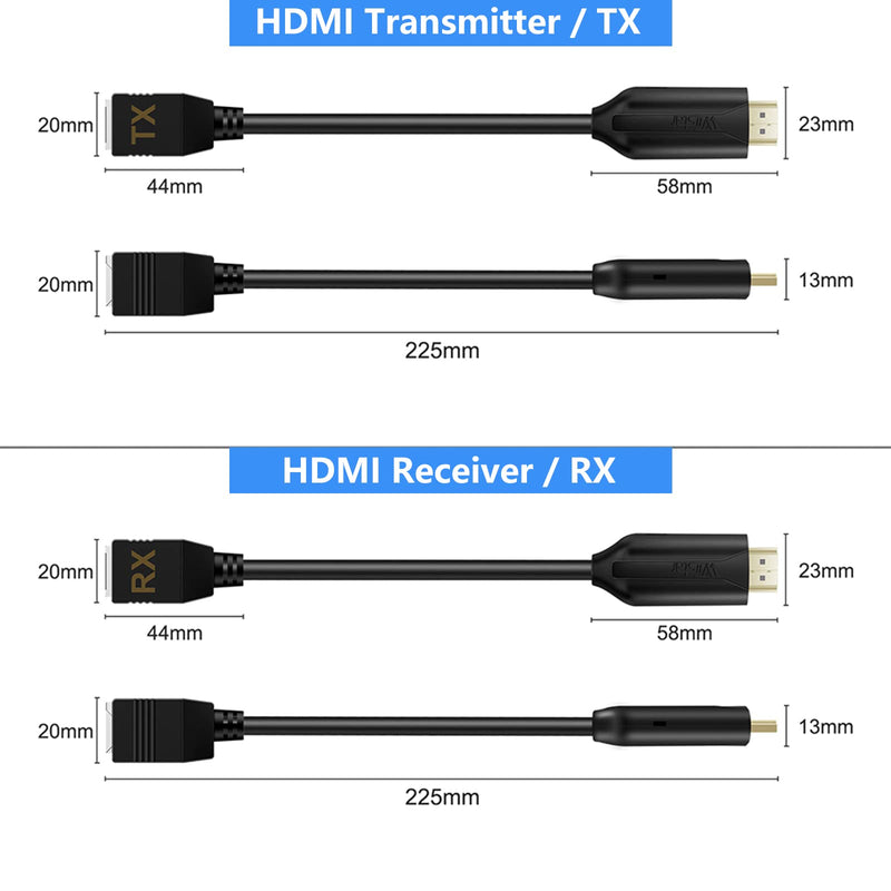 Wiistar HDMI Extender Over Cat5e/6 HDMI to RJ45 Extender Ethernet Network Converter Cable Repeater 1080P up to 60m HD MI Transmitter and Receiver for HDTV STB