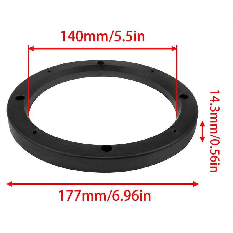 6.5-inch ABS speaker gasket speaker spacer car speaker adaptor kit Speaker mounting bracket ring (black)-2pcs