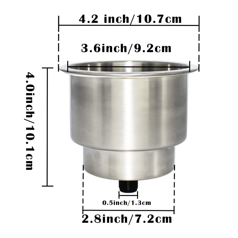 Yuanhe Stainless Steel Cup Drink Holder Insert with Drain for Marine Boat RV Camper, 5PCS