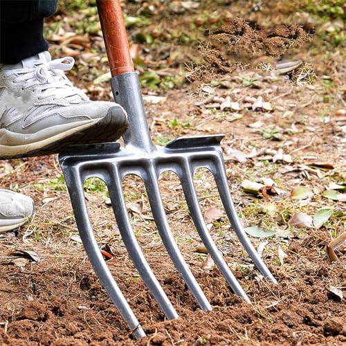 Digging Fork, Garden Digging Spading Fork, High Carbon Steel (5 Tine) 5 Tine