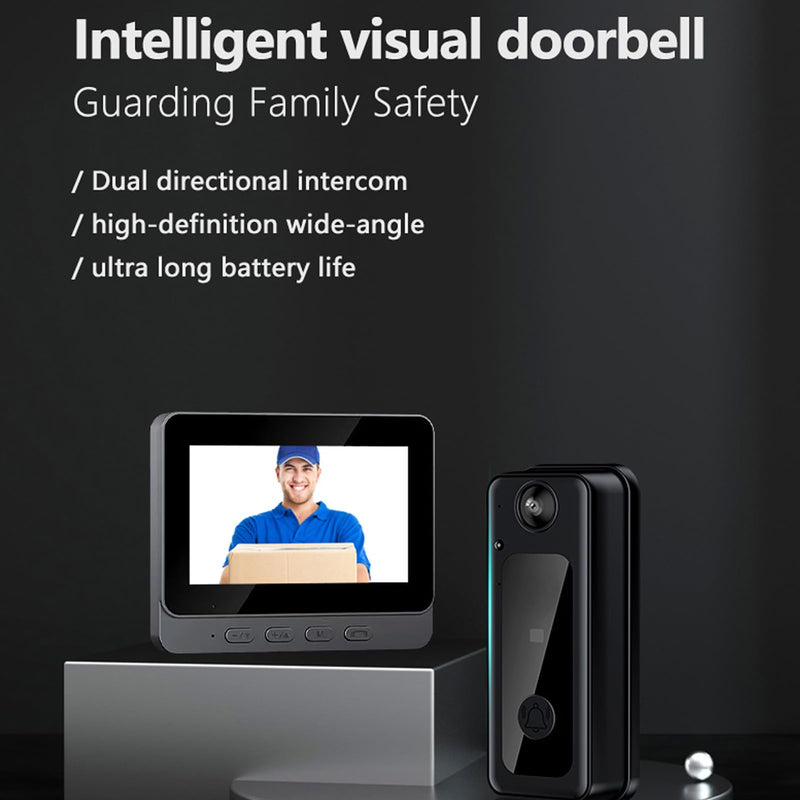 Video Doorbell Intercom with Monitor System, Smart Home Video Intercom Door Phone Kits, 8MP 170° Wide Angle Camera, 4.3 Inch Screen, for Apartment