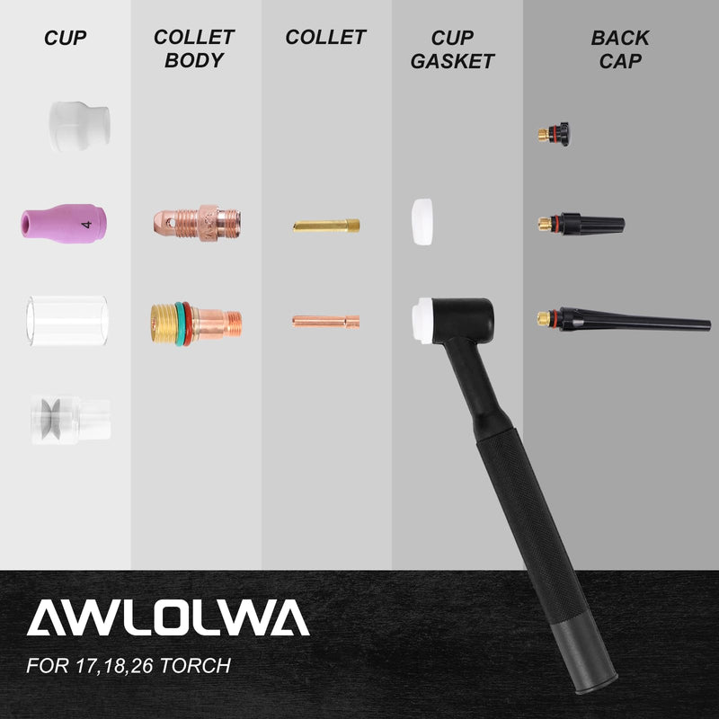 90PCS TIG Welding Torch Accessories Glass Cup Alumina Nozzle Stubby Gas Lens #12 Kit for TIG WP-17/18/26 90PCS