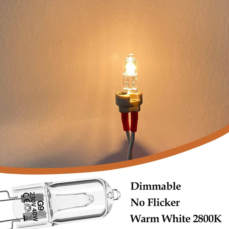 G9 light bulb 10pcs 40W 230V 2900K 480LM Dimmable warm white G9 halogen bulbs G9 capsule light bulb for oven lamp, ceiling light, landscape lighting, wall light, cabinet lighting and more!