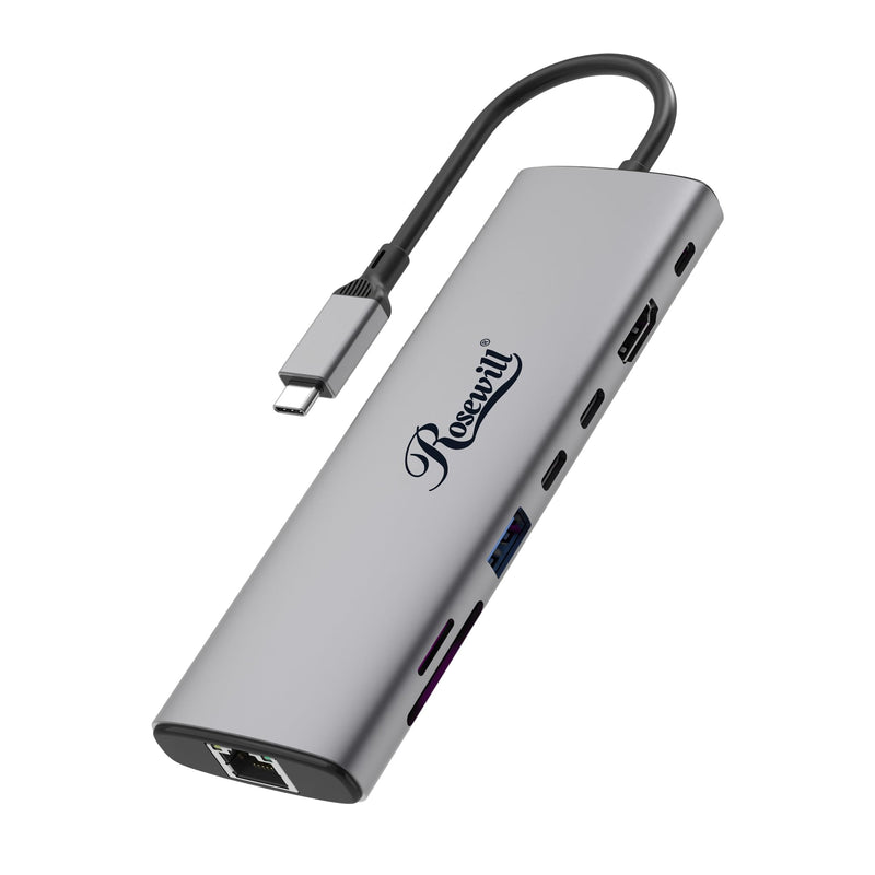 Rosewill 8-in-1 USB-C Hub with 4K HDMI 2.0, 10Gbps USB-A Ports for MacBook, Dell XPS, ThinkPad, HP Laptops – RHUB-M8