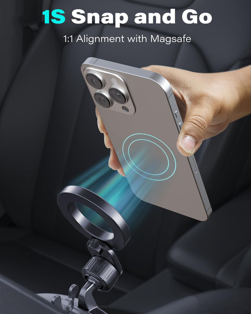 1Zero for Magsafe CD Phone Holder for Car [17 Strong Magnets] Magnetic Phone Mount Hollow Socket CD Player Phone Mount for Pop Grip Ring Holder Magsafe Case iPhone 15 14 13 12 Series