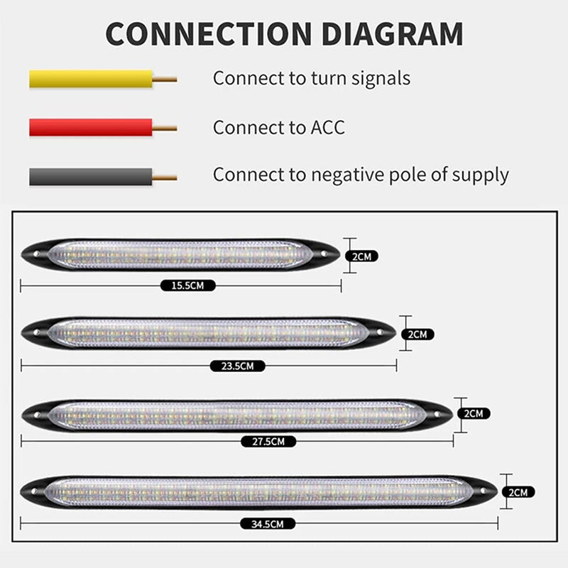 YSY Led Car DRL Daytime Running Lights Strip Waterproof 12V Auto Headlight Sequential Turn Signal Yellow Flow Day Light Universal 2Pcs (15.5cm, white and yellow) 15.5cm