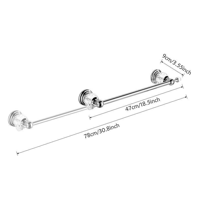 BATHSIR Crystal Towel Bar 24 Inch, Chrome Bathroom Towel Rack, Hand Towel Holder Wall Mounted Silver