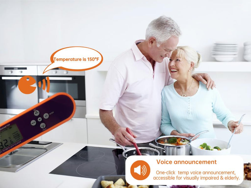 Digital Talking Thermometer for The Blind, Waterproof Instant Read Food Thermometer with Talking Function