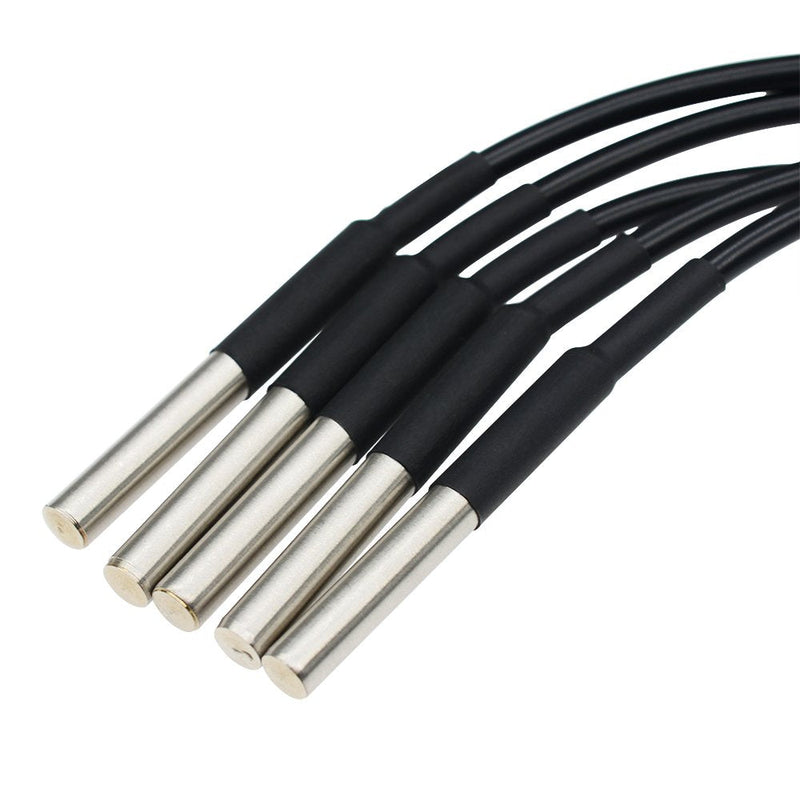 Aideepen 5 x 2 m Cable Temperature Digital Thermal Probe Sensor DS18B20 Stainless Steel Probe Accurate Reading Temperature -55 °C to + 125 °C 2M