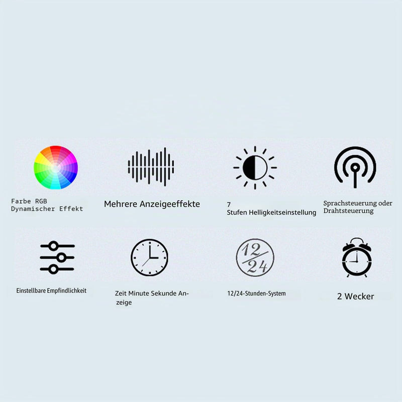 Audio Spectrum Analyzer, 384 LEDs, 1624 RGB, Colorful LED Music Spectrum, Electronic Clock, Voice Controlled Rhythm Light, Digital Graphics Equalizer, Home Stereo Equalizer