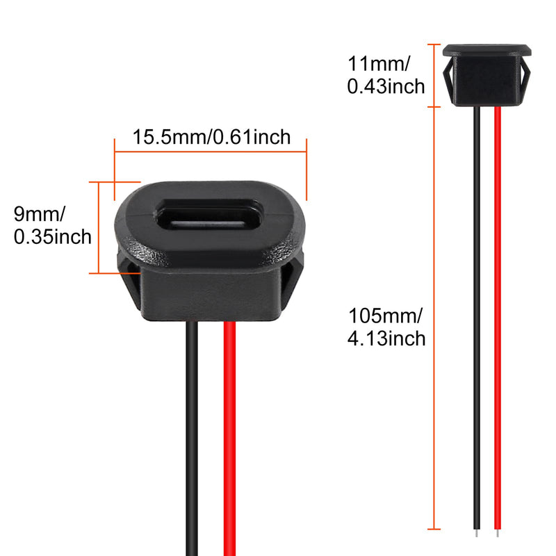 5PCS Type-C Female Chassis 2 Pin Type-C Female Socket Connector Waterproof Jack Female Charging Port with Card Buckle 3A USB-C Charger Plug Socket