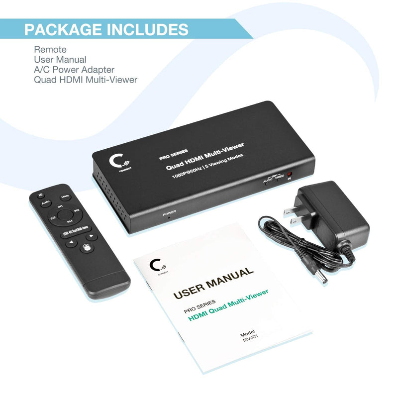 4 Ports Quad HDMI Multi-Viewer/Screen Divider/Switch | 1080p @ 60Hz | 5 Viewing Modes 4-Channel
