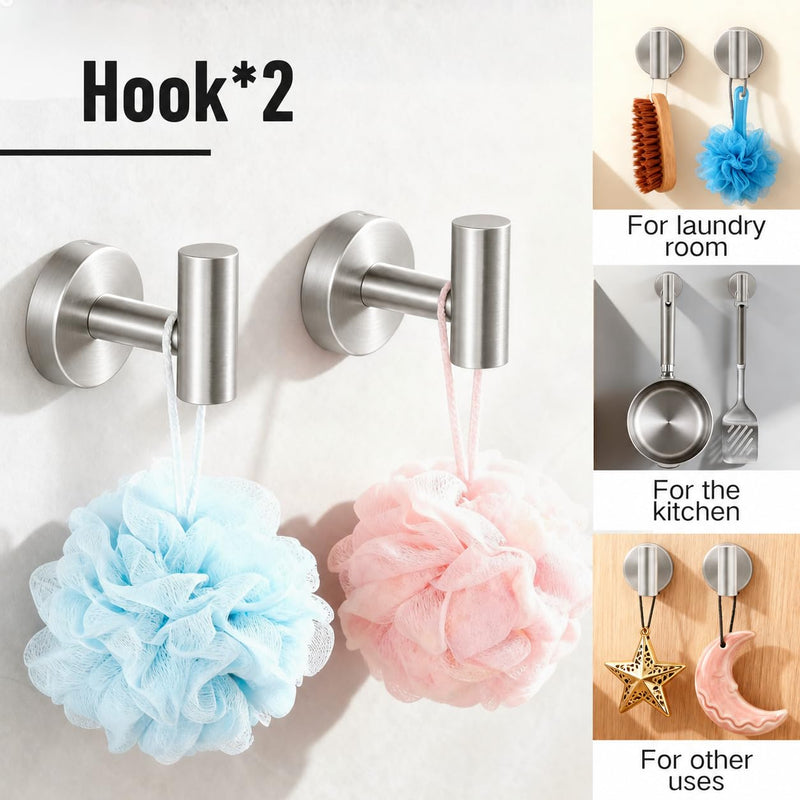 Silver 5 Pieces Bathroom Hardware Set, 16 Inch Bathroom Towel Holder, Wall-Mounted Towel Bar, Towel Racks for Bathroom, Robe Towel Hooks, Toilet Paper Holder Silver