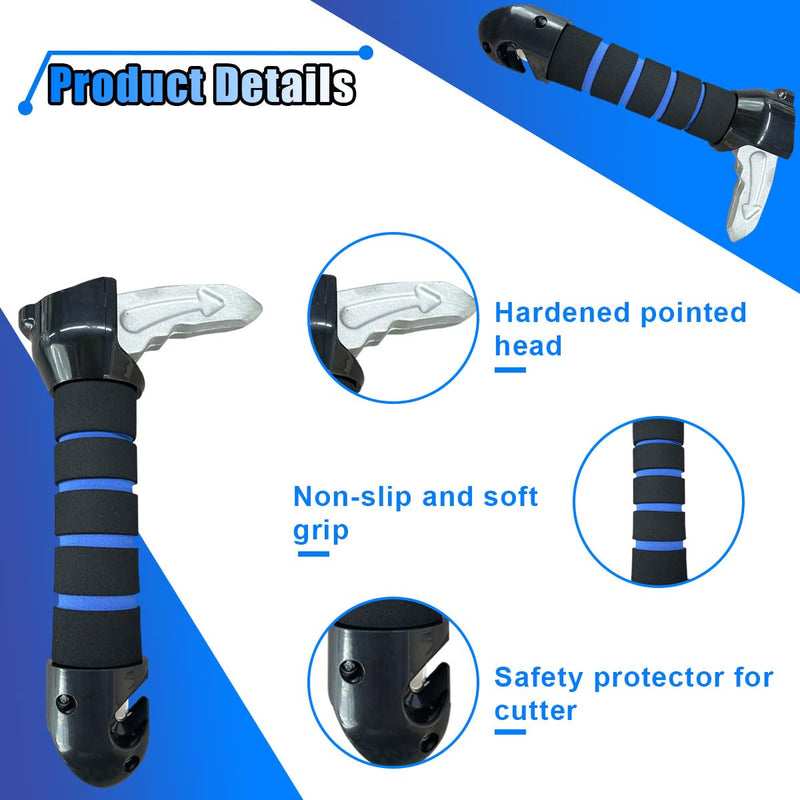 3 in 1 Car Handle Assist for Elderly, Multifunctional Car Door Handle with Window Breaker Seatbelt Cutter, Portable Auto Cane Car Door Latch Support Handle for Seniors and Handicapped (Blue, 1PC) Blue