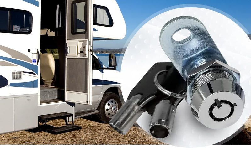 Tubular Cam Lock, Keyed Alike Removable Key RV Compartment Storage Lock Cabinet Locks (Chrome Pack of 5, 5/8 Inch 90°) Chrome Pack of 5 5/8 Inch 90°