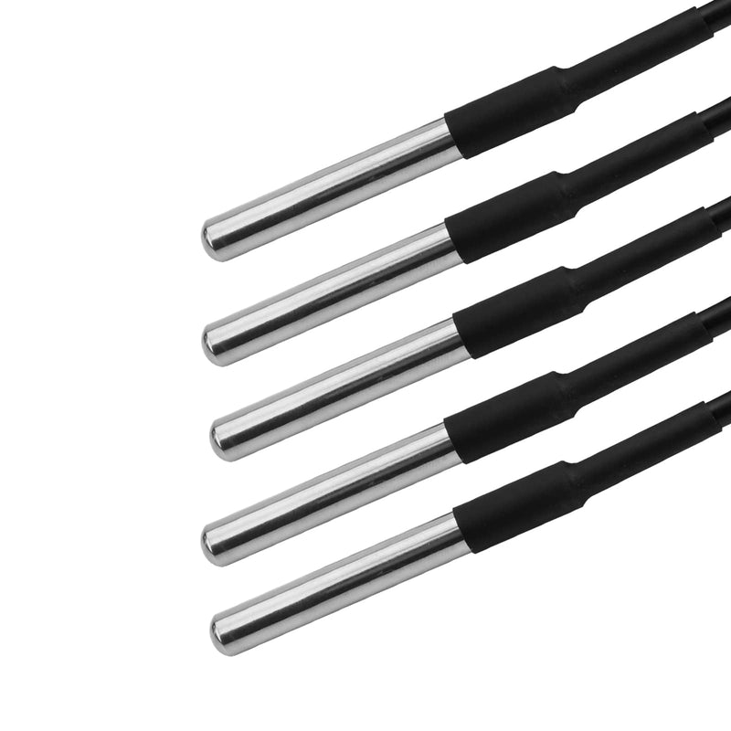 Aideepen 5 x Temperature Sensors, 5 m Cable, Waterproof Temperature Sensor, Digital Stainless Steel Temperature Sensor, Compatible with Arduino and Raspberry Pi, Includes E-Book, Compatible with Shelly 5 pieces 5 m